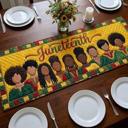 Juneteenth on Golden Yellow Table Runner - Made to Order TABLE928