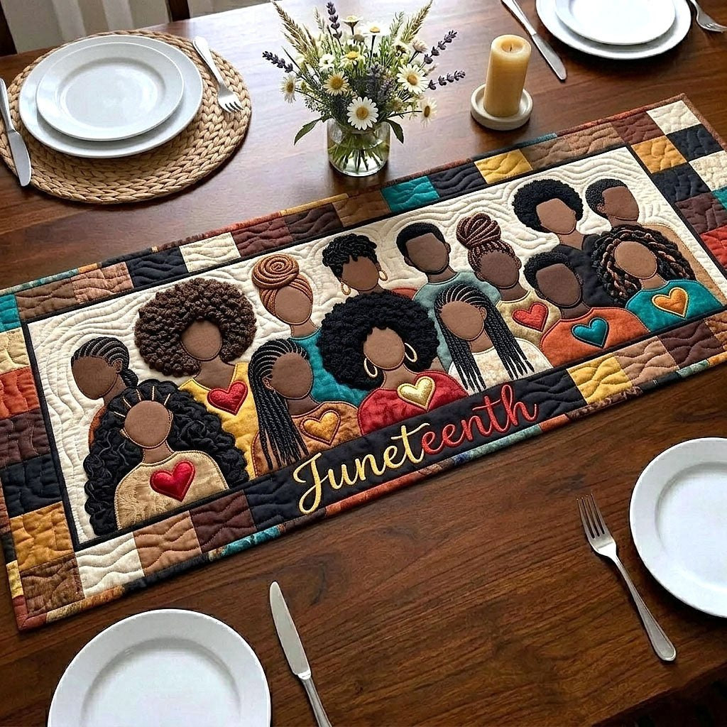 Juneteenth Portraits on Cream Table Runner - Made to Order TABLE928