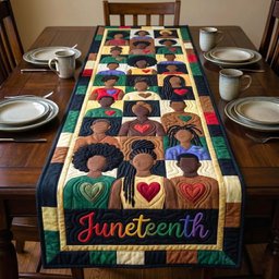 Juneteenth on Navy Blocks Table Runner - Made to Order TABLE928