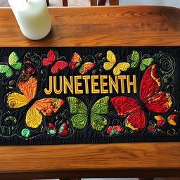 Juneteenth with Colorful Butterflies Table Runner - Made to Order TABLE928