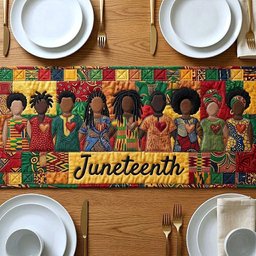 Juneteenth on Red Patchwork Table Runner - Made to Order TABLE928