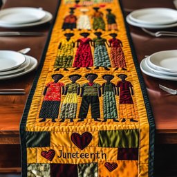 Juneteenth Family with Red Heart Table Runner - Made to Order TABLE928