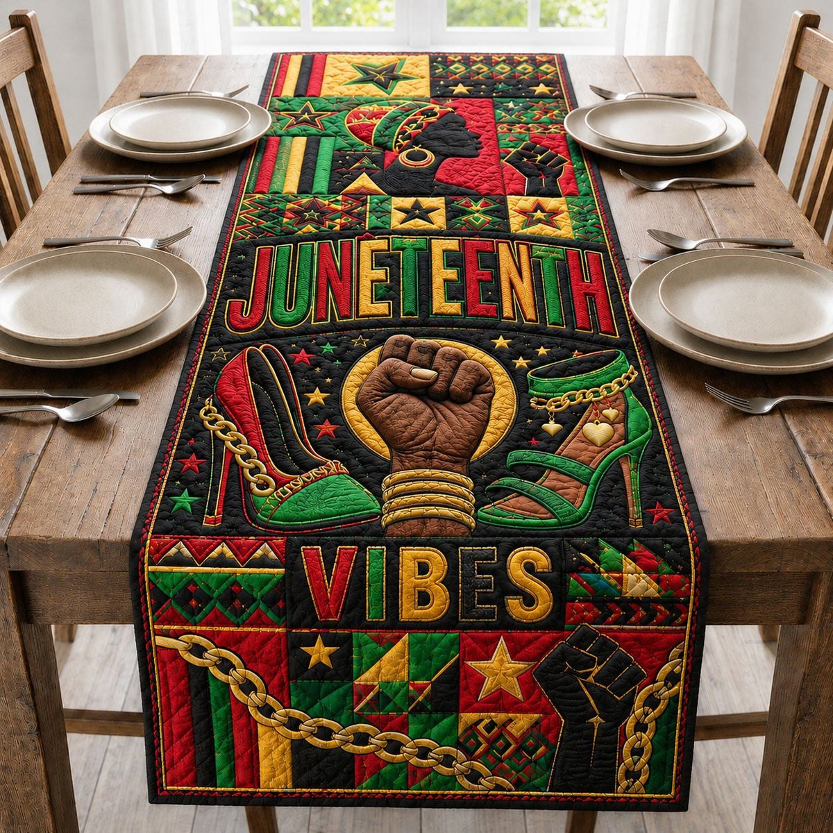 Juneteenth Vibes Celebration Table Runner - Made to Order TABLE928
