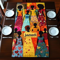 Juneteenth Women in Patchwork Gowns Table Runner - Made to Order TABLE928
