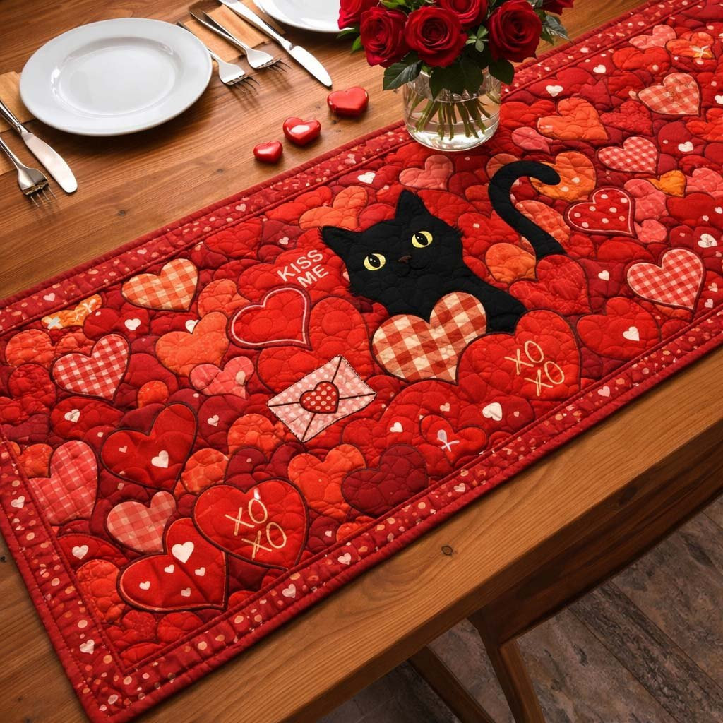 Kiss Me Kitty Table Runner - Made to Order TABLE928