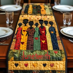 Juneteenth Women with Red Hearts Table Runner - Made to Order TABLE928