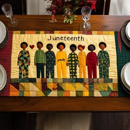 Juneteenth Group in Green and Gold Table Runner - Made to Order TABLE928