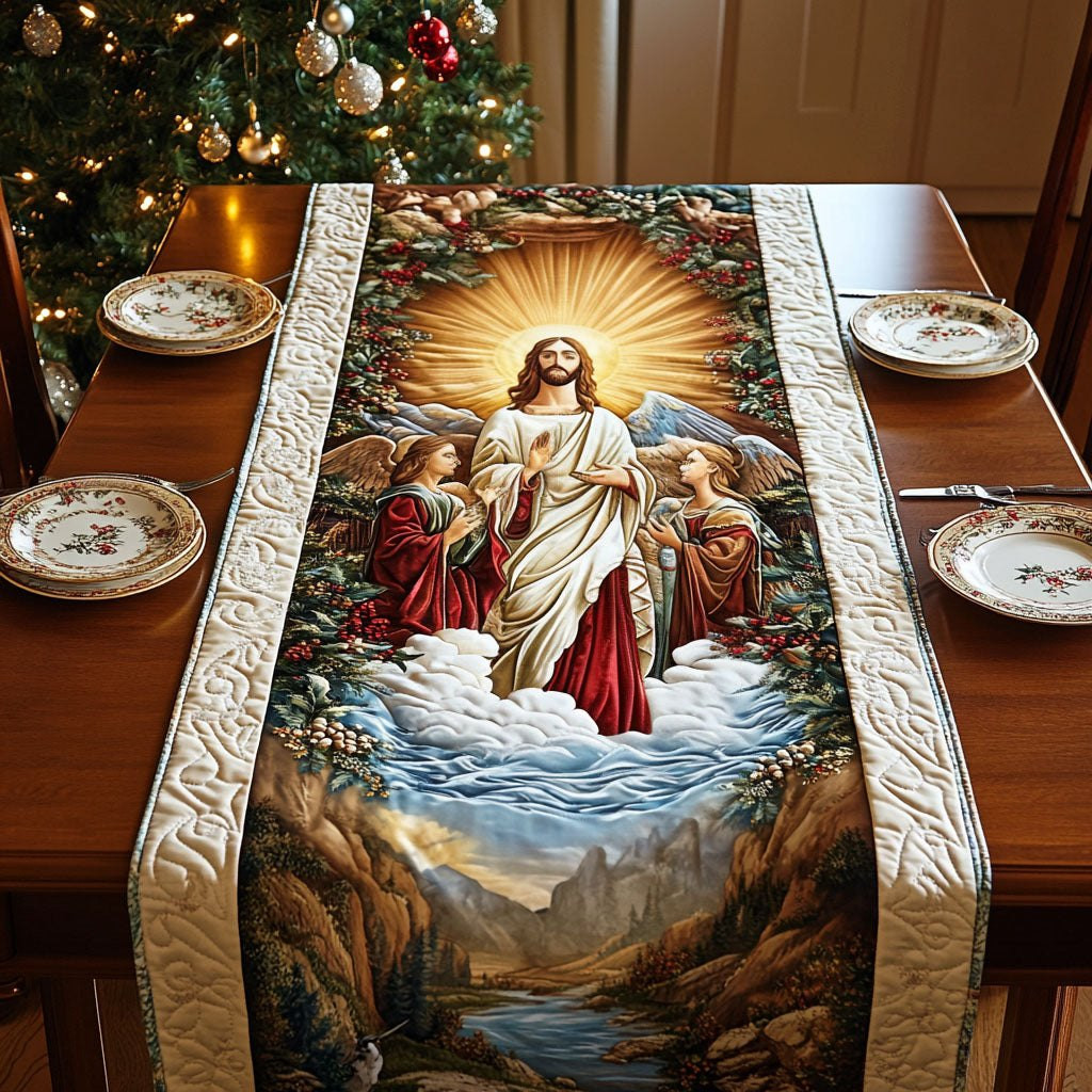 Jesus with Children in Golden Light Table Runner - Made to Order TABLE928