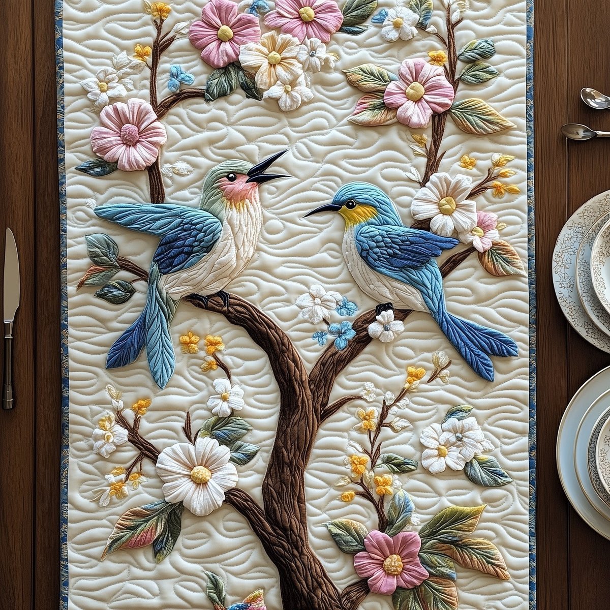 Hummingbird Springtime Table Runner - Made to Order TABLE928