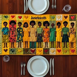 Juneteenth Crowd in Patterned Clothes Table Runner - Made to Order TABLE928