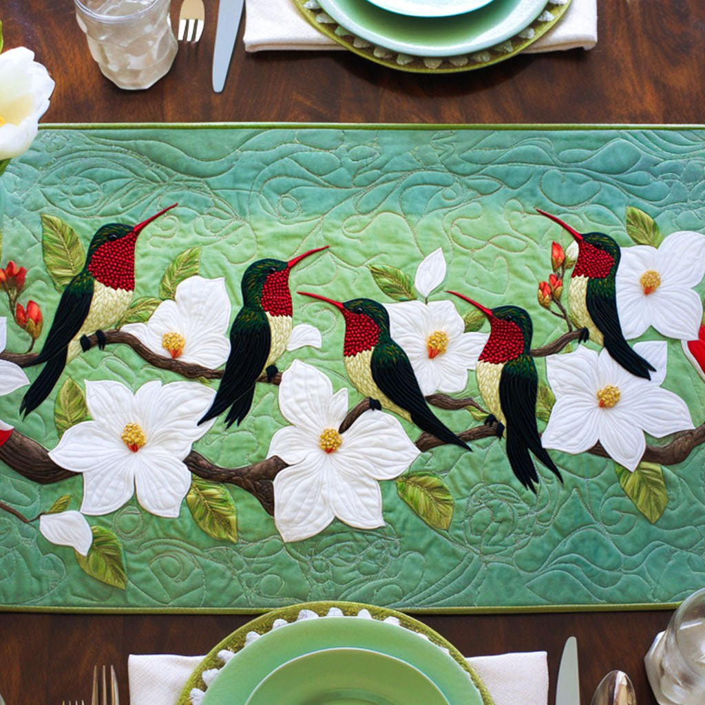 Hummingbirds on White Dogwood Table Runner - Made to Order TABLE928
