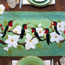 Hummingbirds on White Dogwood Table Runner - Made to Order TABLE928