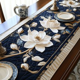Ivory Magnolia Table Runner - Made to Order TABLE928