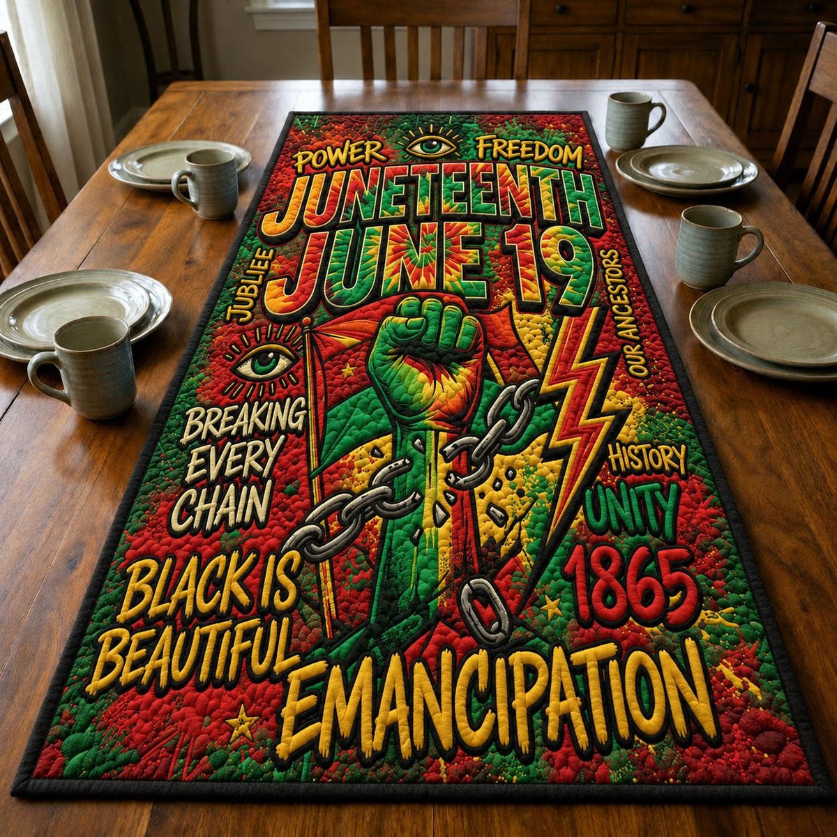 Juneteenth Emancipation Legacy Table Runner - Made to Order TABLE928