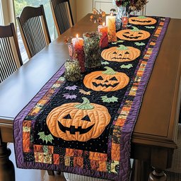 Jack o Lanterns on Purple Table Runner - Made to Order TABLE928