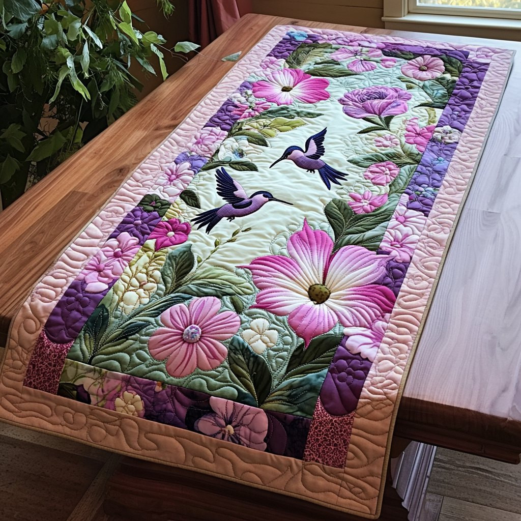 Hummingbird Petal Dance Table Runner - Made to Order TABLE928