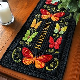 Juneteenth Banner with Bright Butterflies Table Runner - Made to Order TABLE928