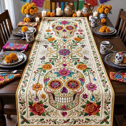 Jeweled Sugar Skull Table Runner - Made to Order TABLE928