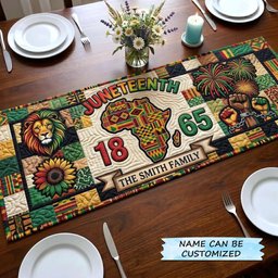 Juneteenth 1865 with Fireworks Table Runner - Made to Order TABLE928