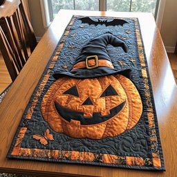 Jack o Lantern in Pilgrim Hat Table Runner - Made to Order TABLE928