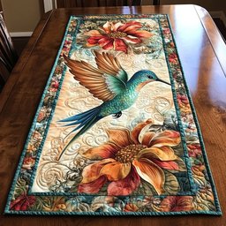 Hummingbird over Orange Blossom Table Runner - Made to Order TABLE928