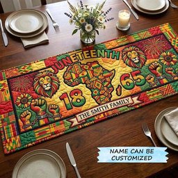 Juneteenth 1865 with Lion and Fist Table Runner - Made to Order TABLE928