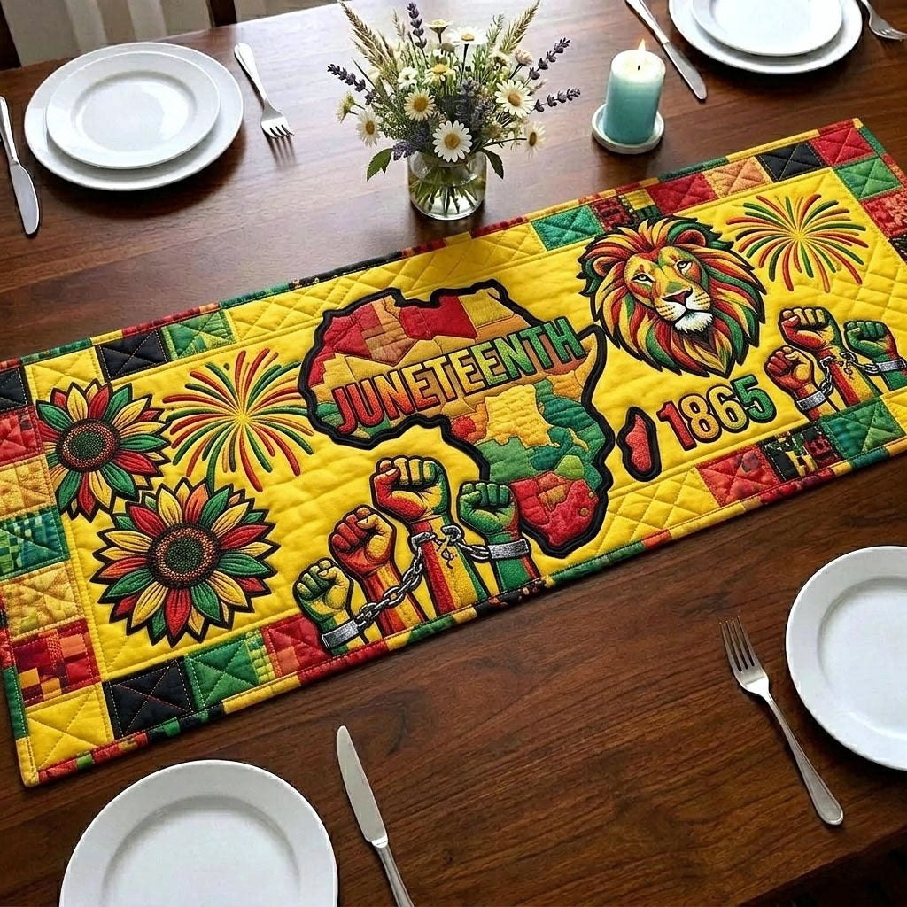 Juneteenth Africa Map with Lion Table Runner - Made to Order TABLE928