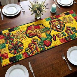 Juneteenth Africa Map with Lion Table Runner - Made to Order TABLE928