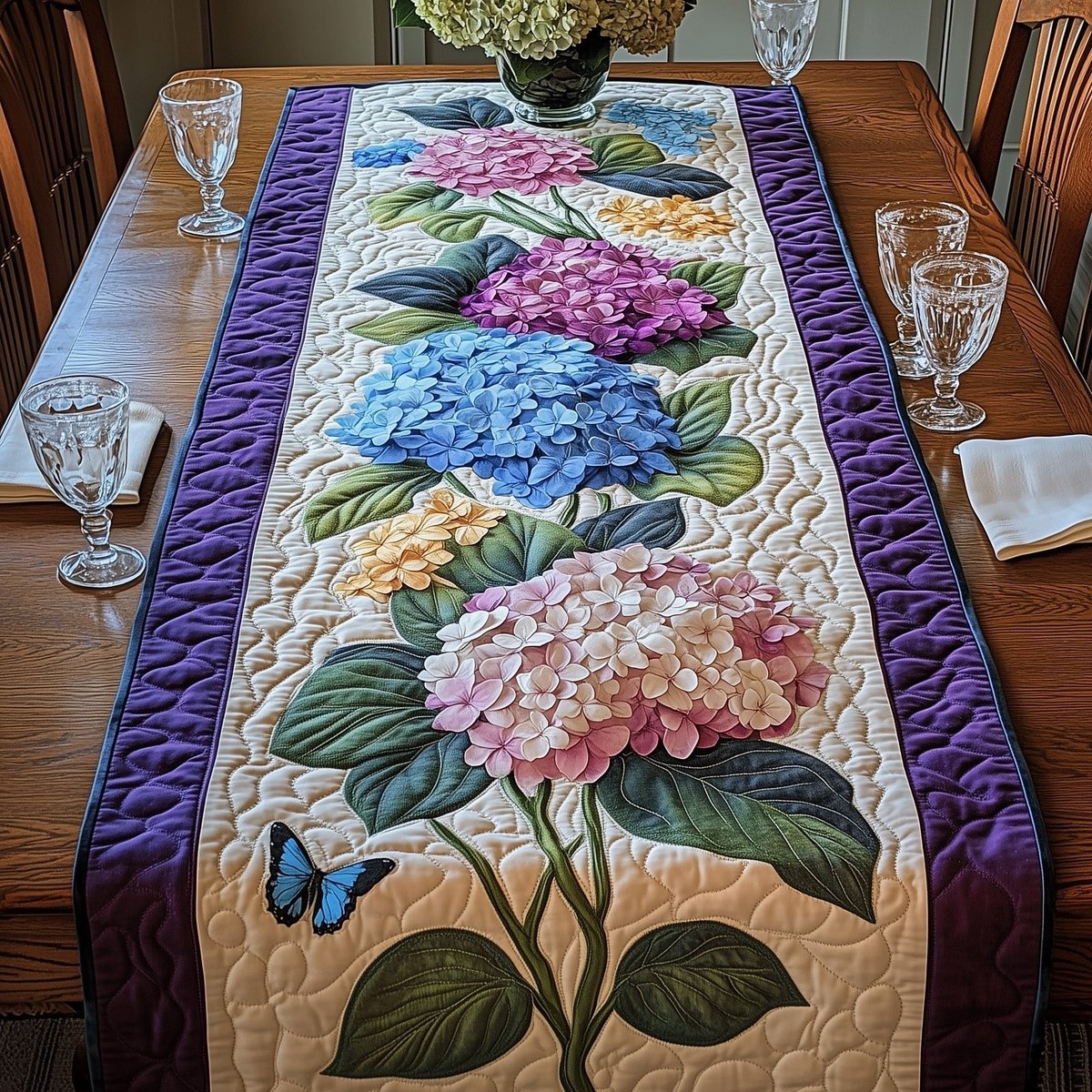 Hydrangea Floral Bliss Table Runner - Made to Order TABLE928