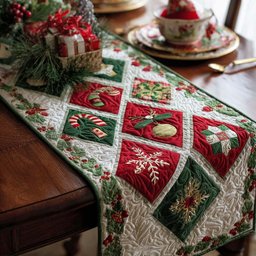 Holiday Blocks with Candy Canes Table Runner - Made to Order TABLE928