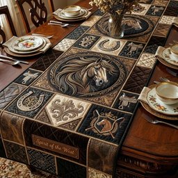 Horse Portrait on Tooled Leather Table Runner - Made to Order TABLE928