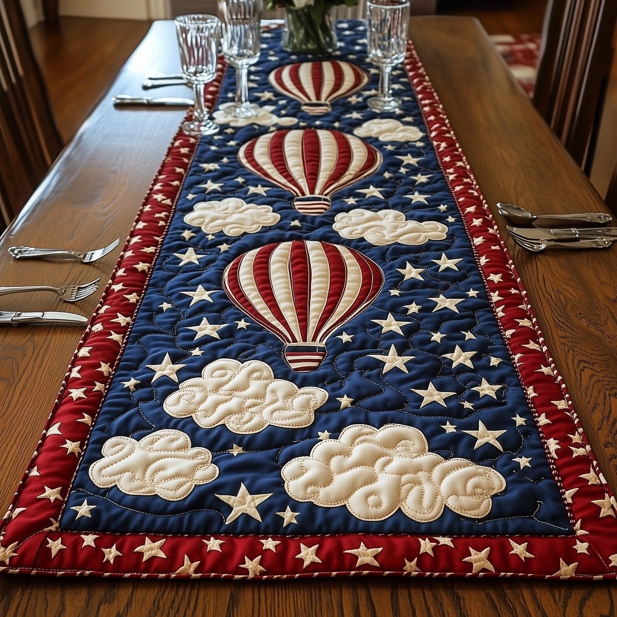Hot Air Balloons Among Stars and Clouds Table Runner - Made to Order TABLE928