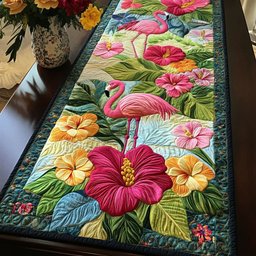 Hibiscus Flamingo Dream Table Runner - Made to Order TABLE928