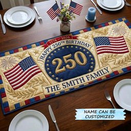 Happy 250th Birthday Blue Medallion Table Runner - Made to Order TABLE928