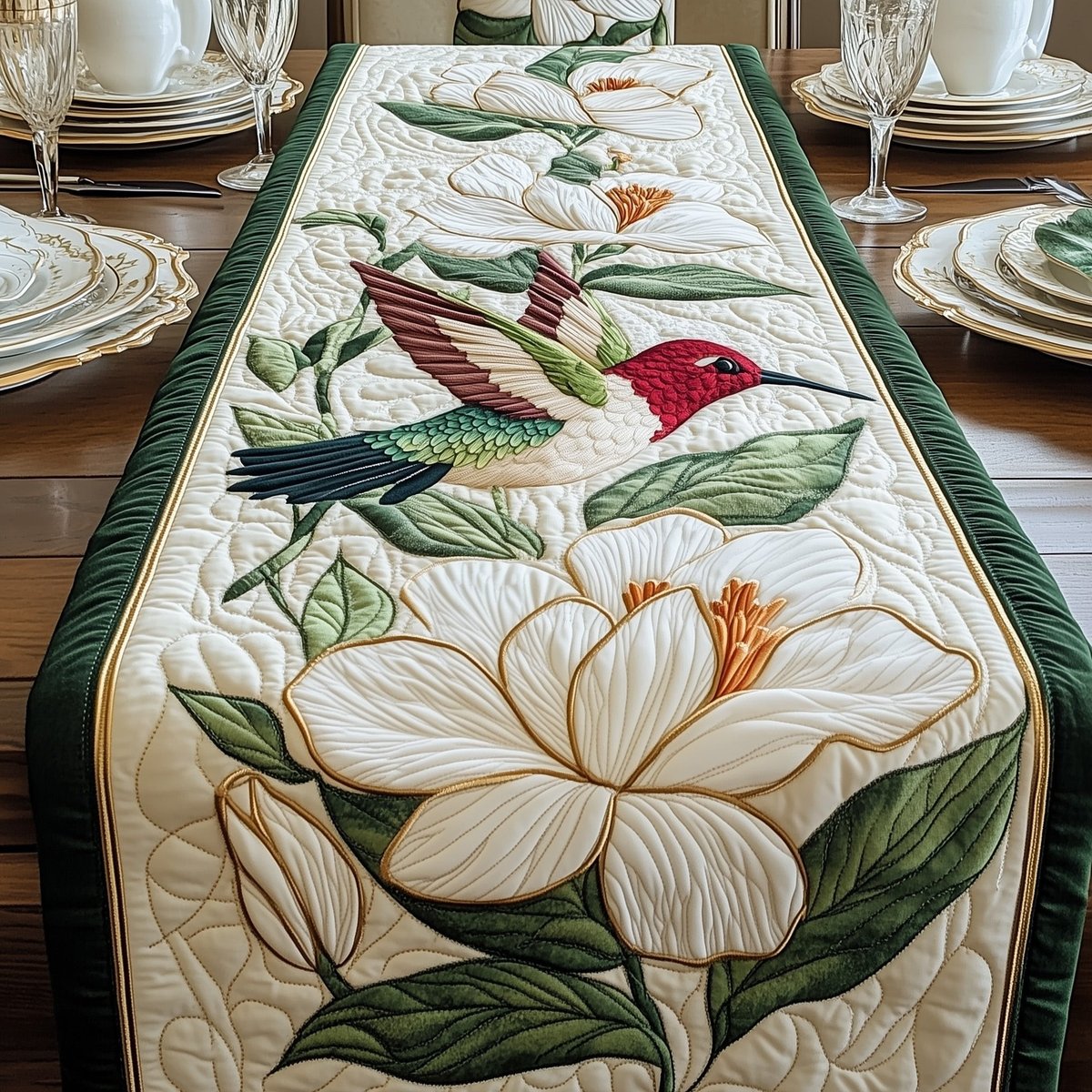 Hummingbird Among Magnolias Table Runner - Made to Order TABLE928