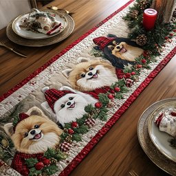 Holly Poms Table Runner - Made to Order TABLE928