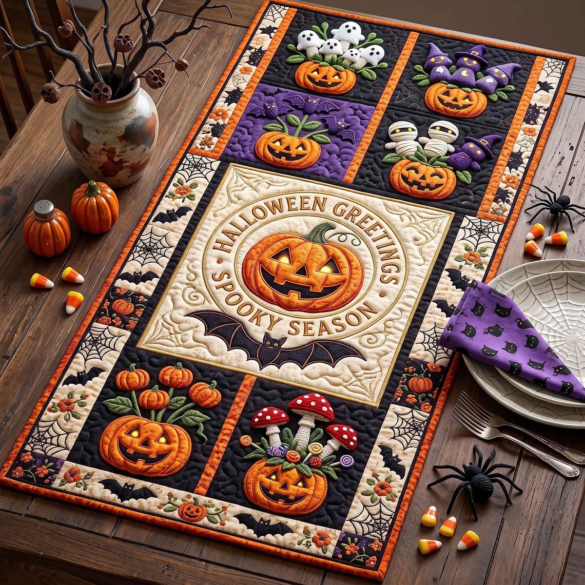 Halloween Greetings Spooky Season Table Runner - Made to Order TABLE928