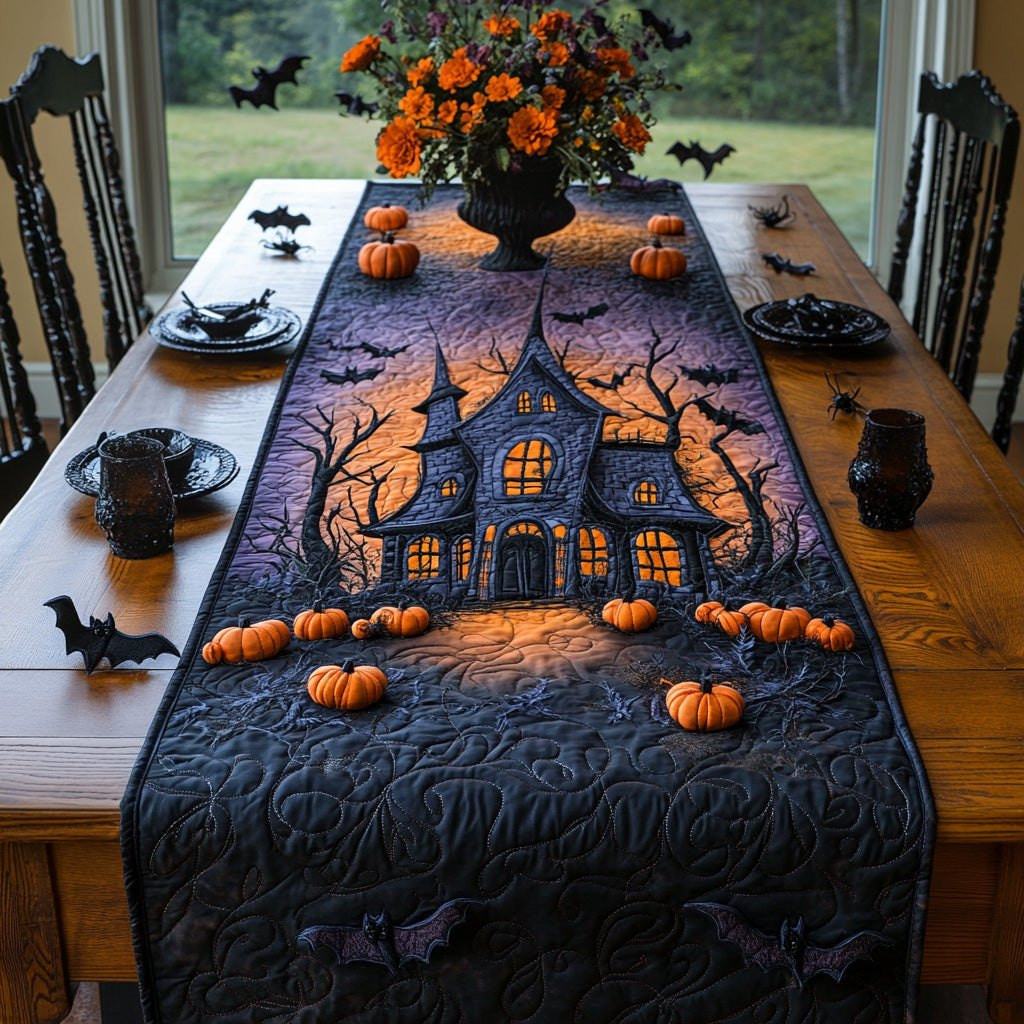 Haunted House Under Purple Sky Table Runner - Made to Order TABLE928