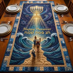 Happy Passover with Camel and Golden Light Table Runner - Made to Order TABLE928