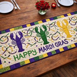 Happy Mardi Gras Table Runner - Made to Order TABLE928