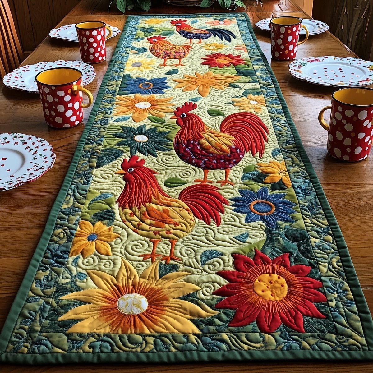 Happy Chicken Farm Table Runner - Made to Order TABLE928