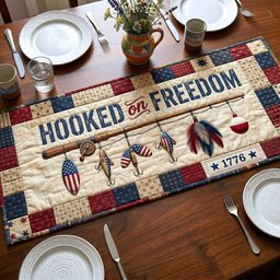 Hooked on Freedom with Fishing Lures Table Runner - Made to Order TABLE928
