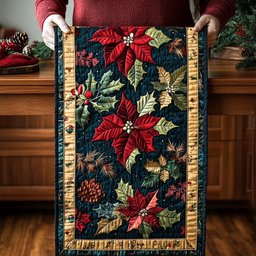 Holiday Poinsettia Grace Table Runner - Made to Order TABLE928