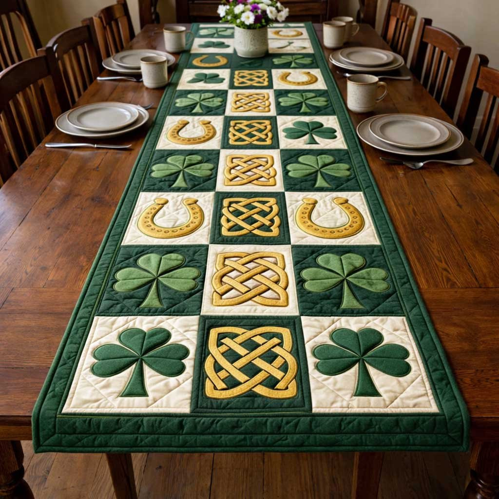 Horseshoes Shamrocks and Celtic Knots Table Runner - Made to Order TABLE928