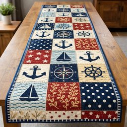 Harbor Compass Patchwork Table Runner - Made to Order TABLE928