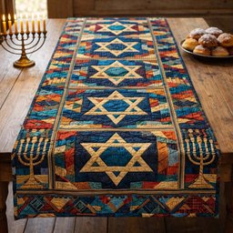 Hanukkah Star Legacy Table Runner - Made to Order TABLE928