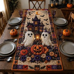 Haunted House with Floating Ghosts Table Runner - Made to Order TABLE928