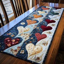 Hearts on Navy and Cream Table Runner - Made to Order TABLE928