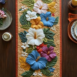 Hibiscus Delight Table Runner - Made to Order TABLE928