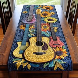 Guitars Among Yellow Sunflowers Table Runner - Made to Order TABLE928